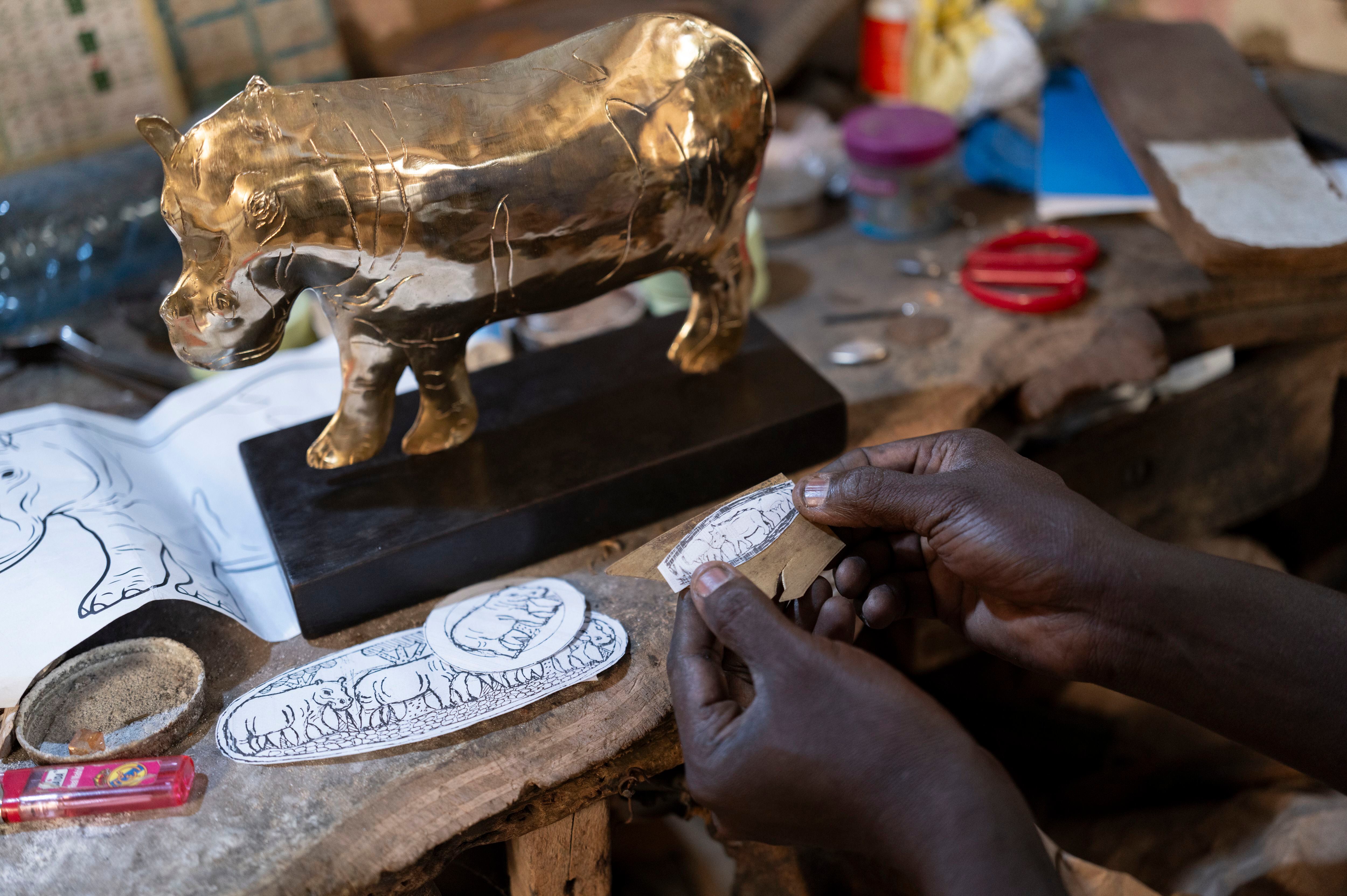 Map of Senegal - Bronze Sculpture - Handmade - Art Object - Fair Trade Product sale