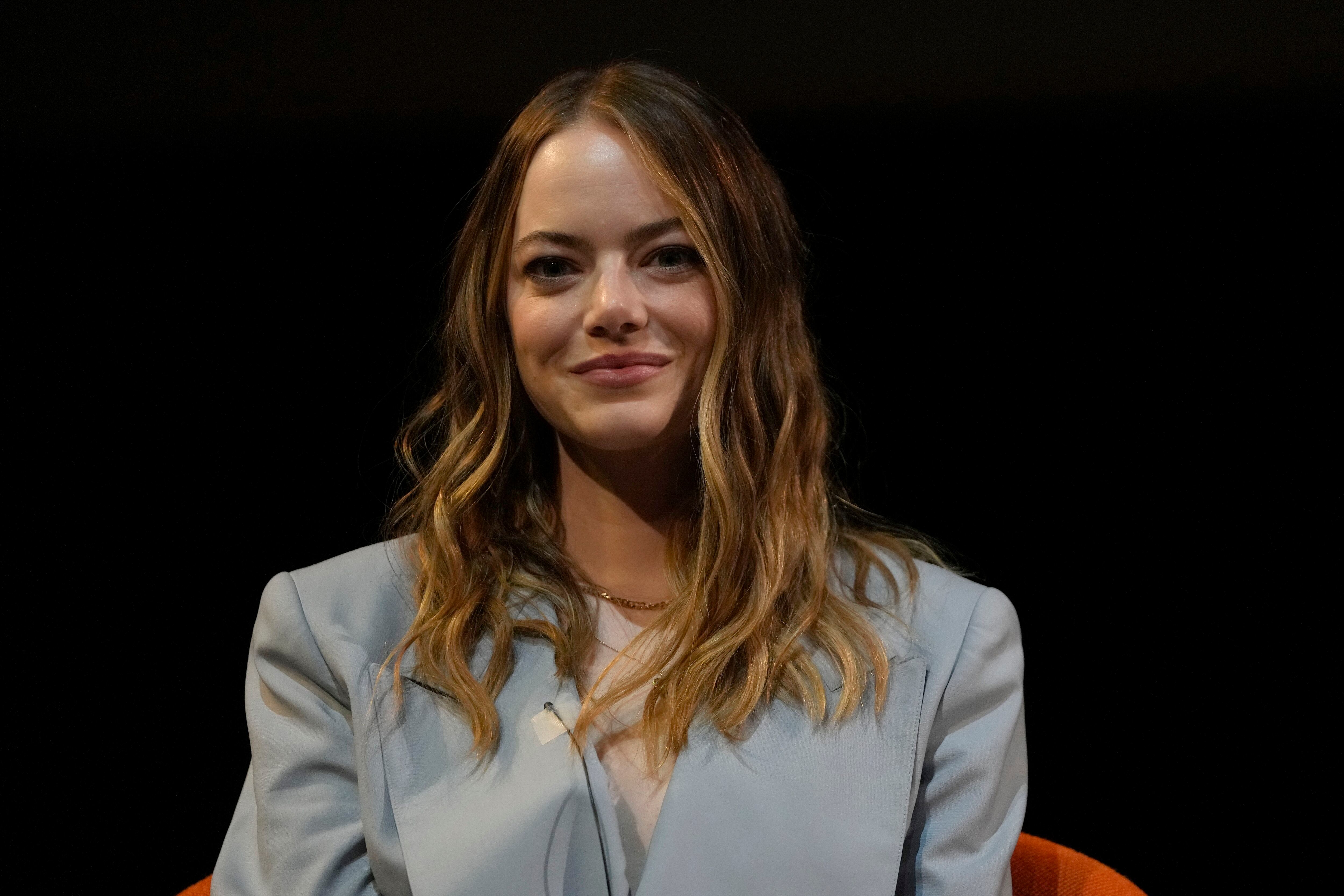 Emma Stone Wore a Dreamy Gray Suit to a Film Screening in Greece
