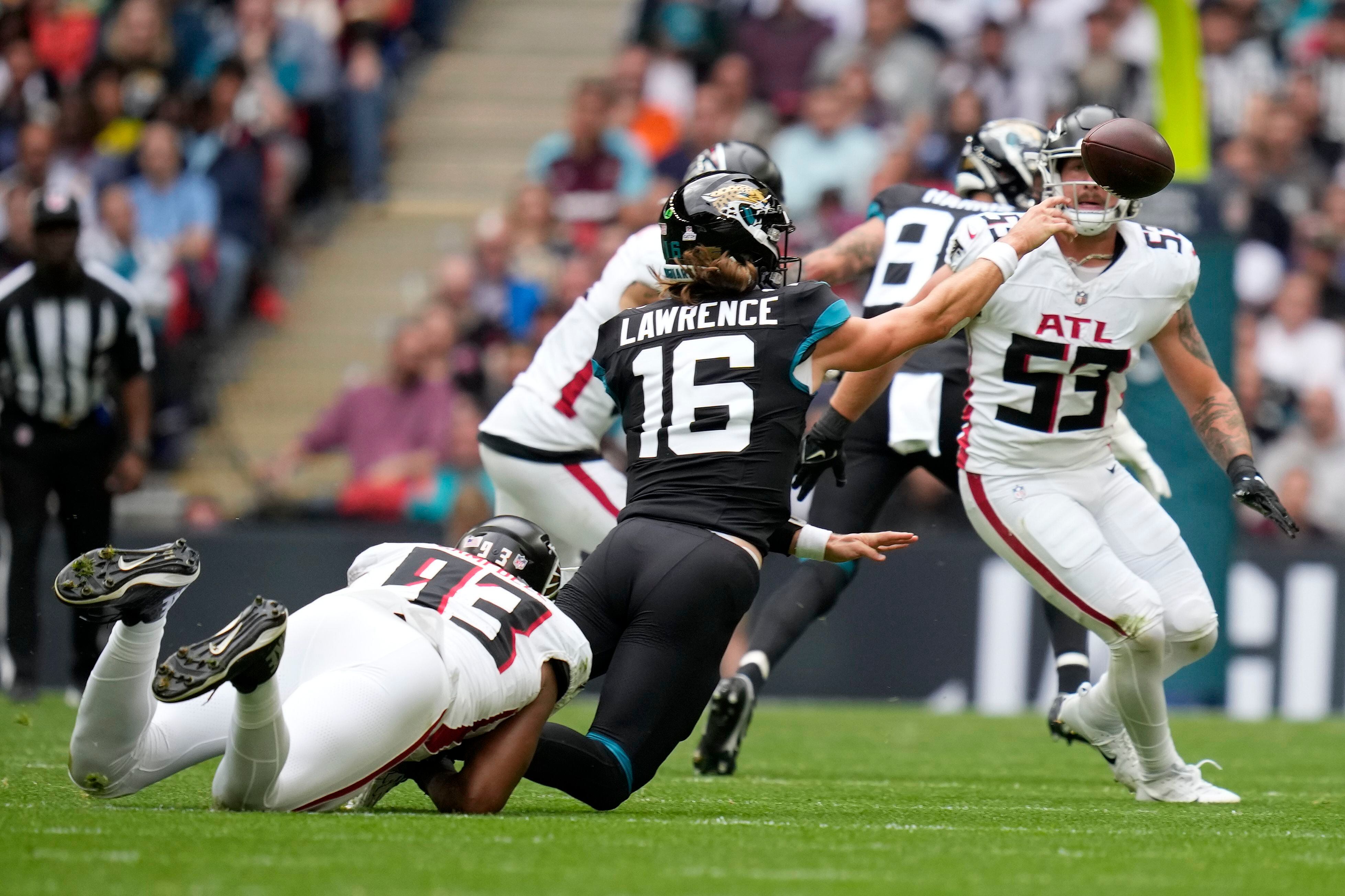 Lawrence, Ridley and defense help Jaguars beat Falcons 23-7 in London -  Daily Journal