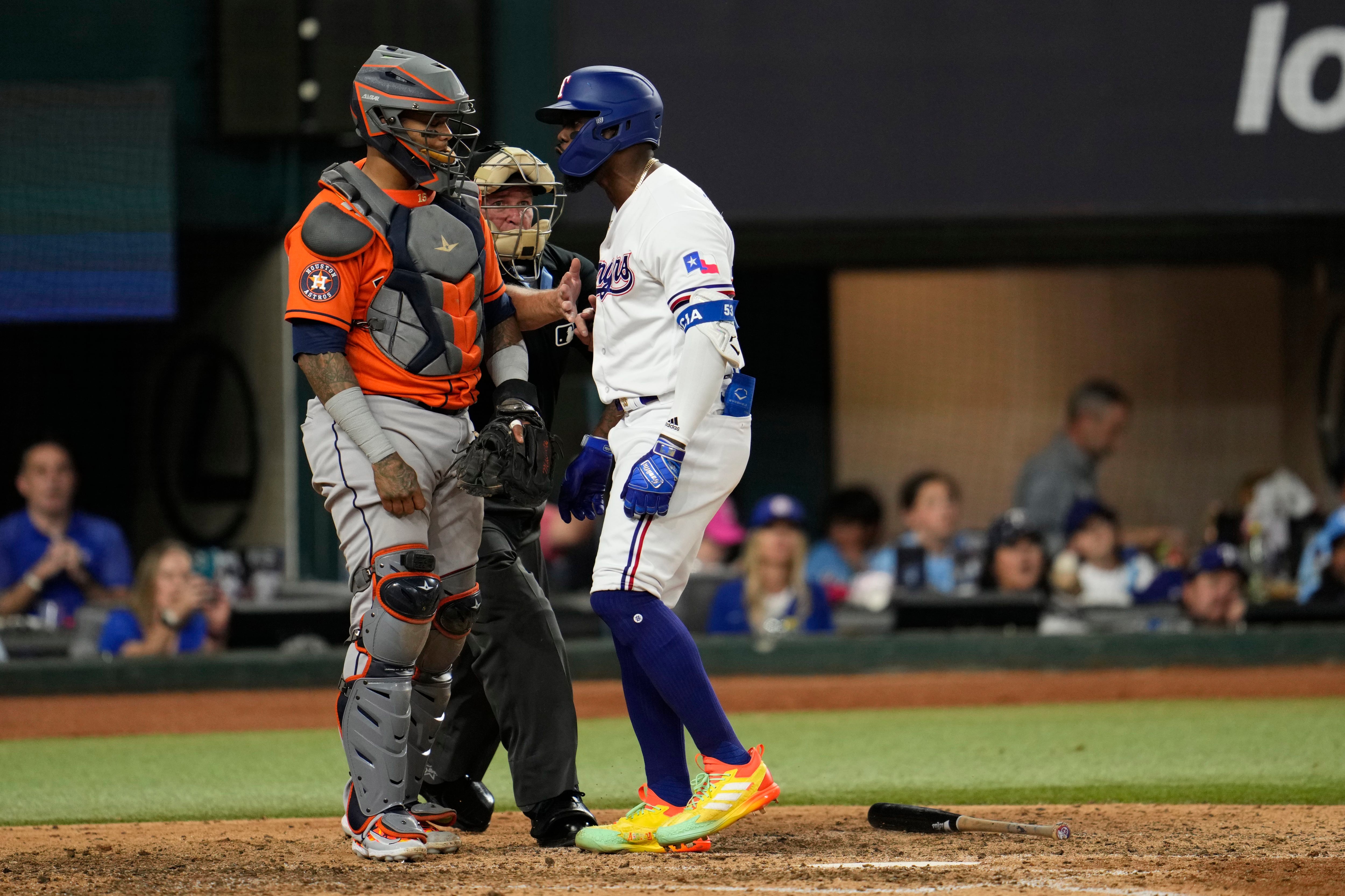 Marcus Semien ejected as benches clear, Rangers beat Astros