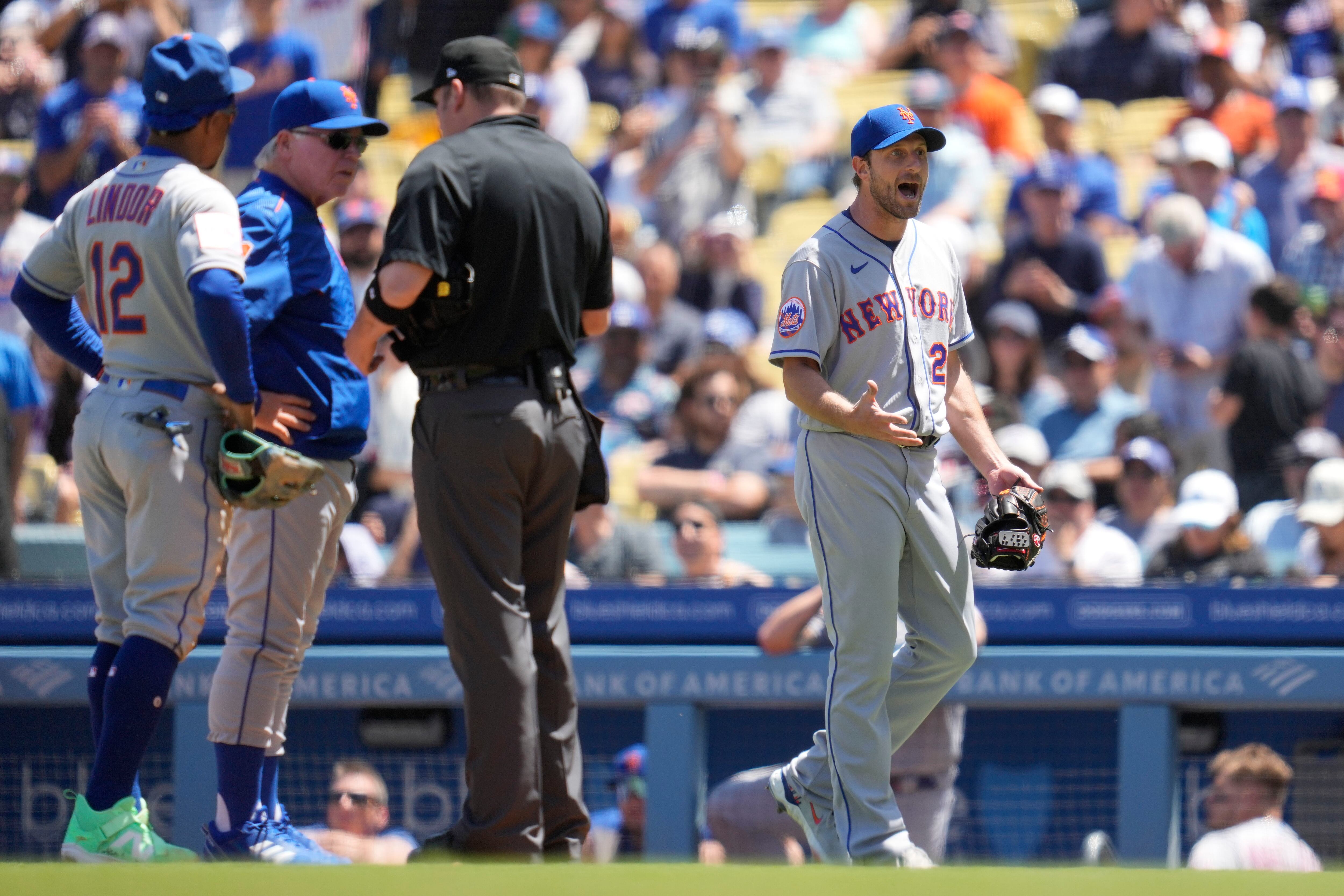 Mets' Max Scherzer ejected in 4th inning vs. Dodgers while being checked  for sticky substance, National Sports