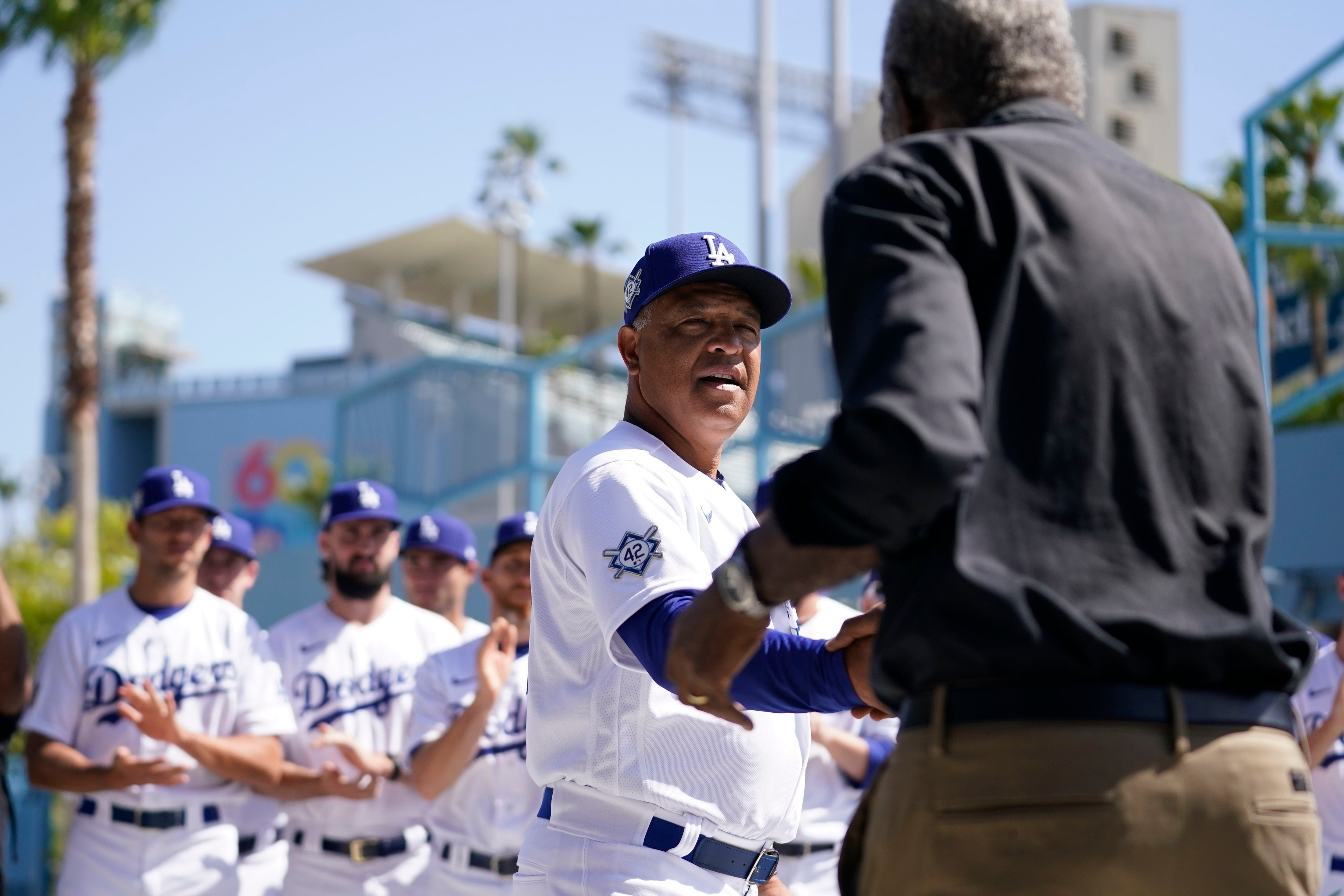 On Jackie Robinson Day, Dodgers' Dave Roberts calls out MLB - Los Angeles  Times