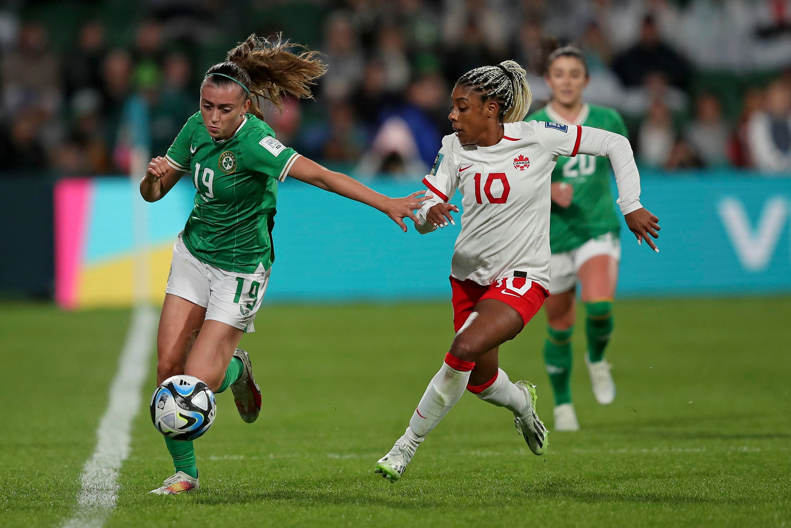 Ireland's McCabe scores directly from a corner kick against Canada