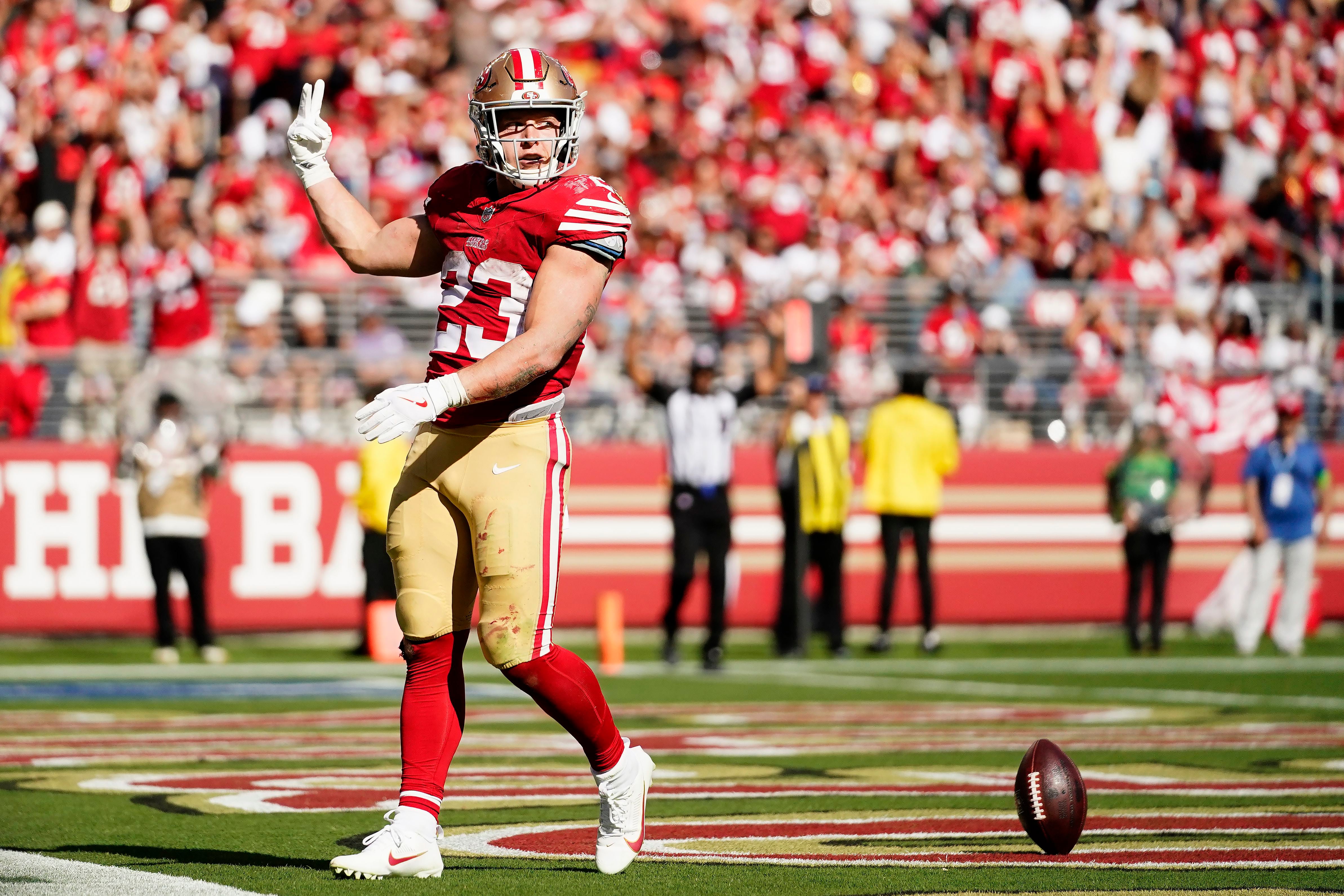 San Francisco 49ers: Christian McCaffrey 2022 Outdoor Player - Officia