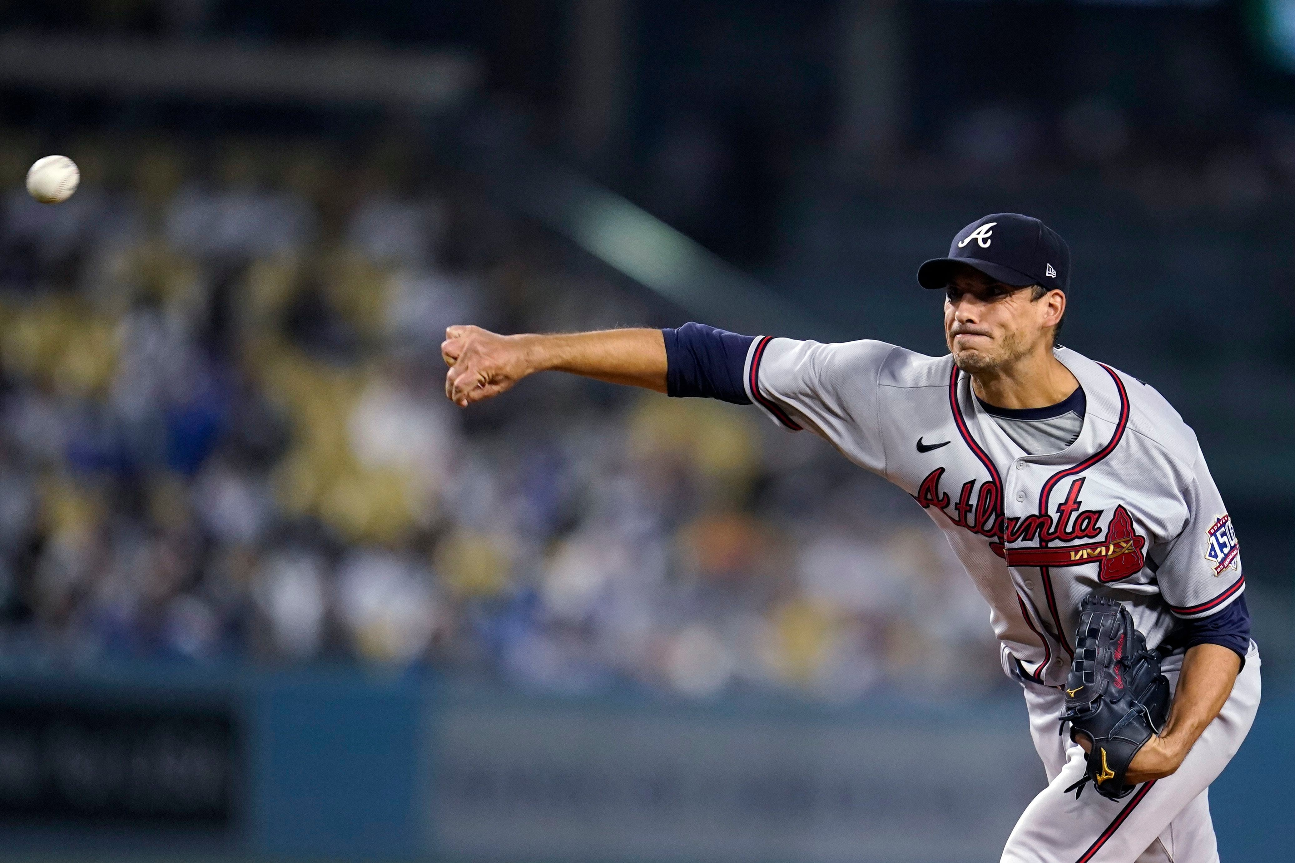 Braves star Albies carried away after fouling ball off knee