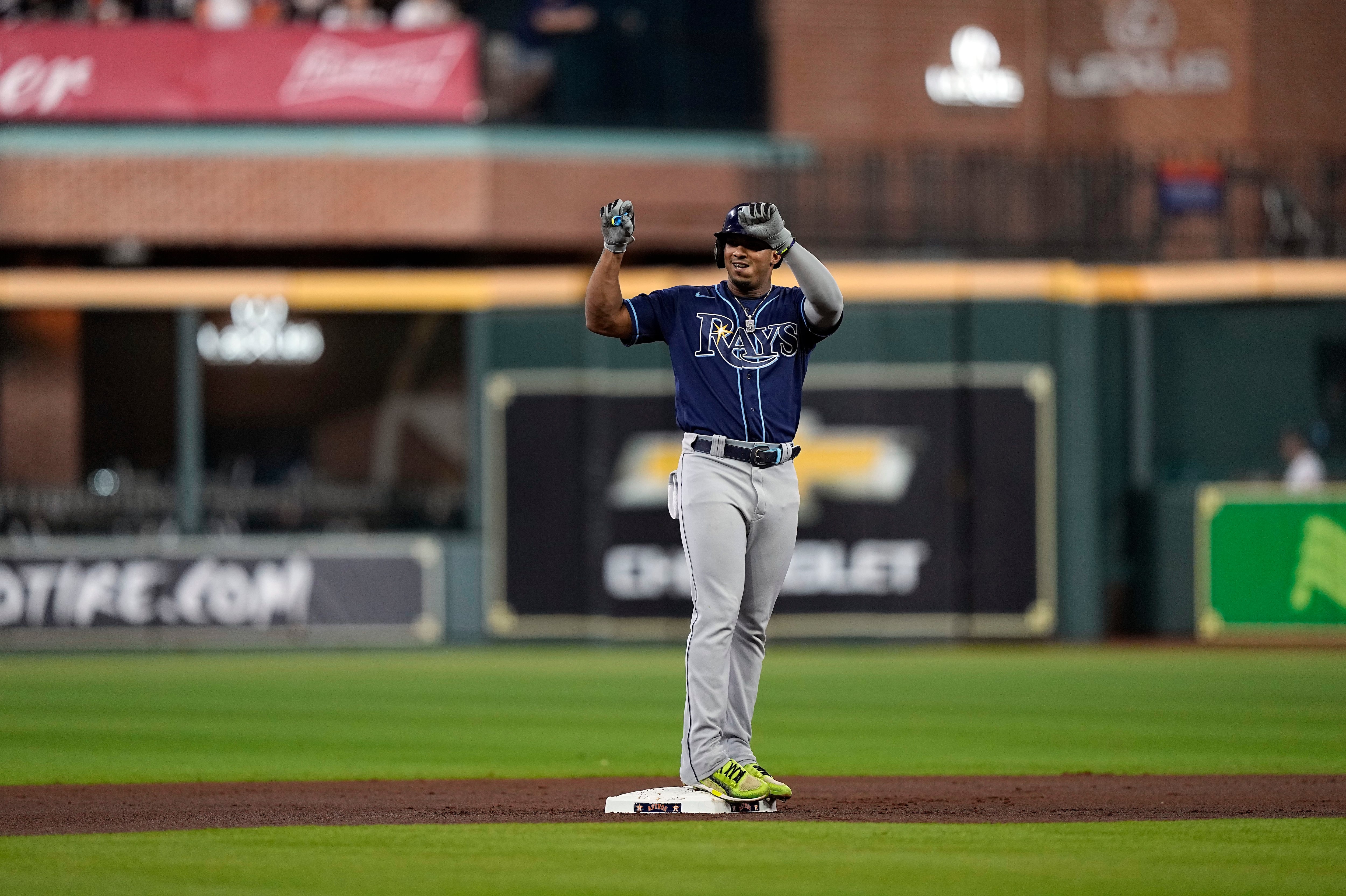 Tampa Bay Rays' Jose Siri draws a walk from Houston Astros